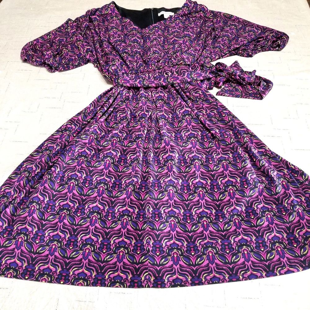 COLDWATER CREEK Women's Size 6 A-Line Dress Multi Color Short Sleeve
